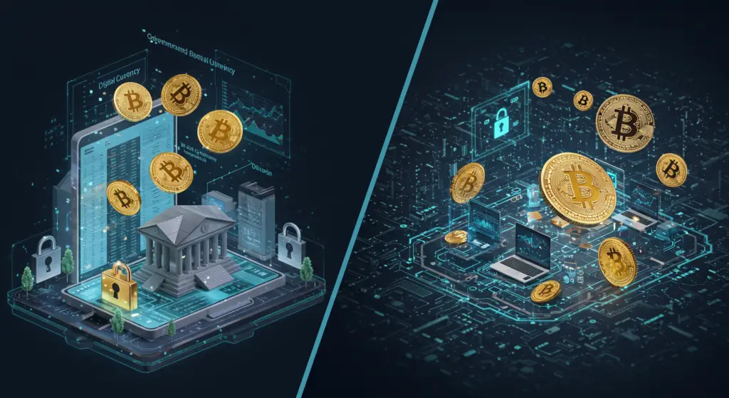 CBDCs vs. Bitcoin comparison chart